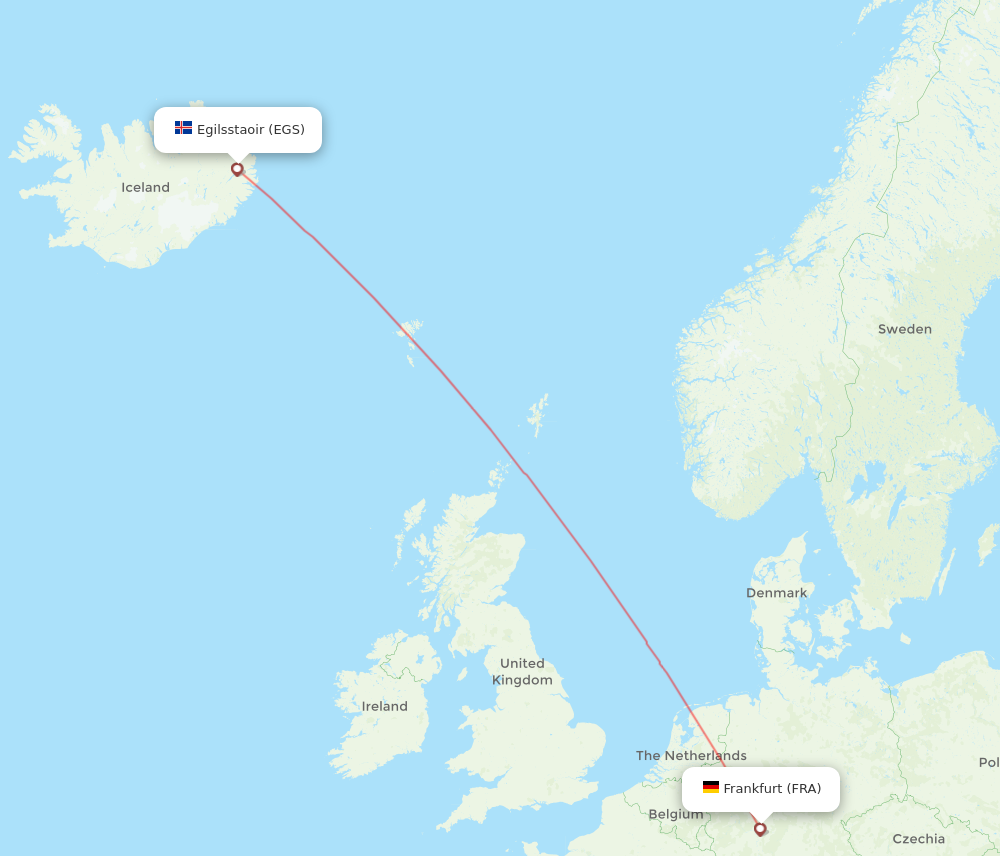 Flights From Frankfurt To Egilsstadir Fra To Egs Flight Routes