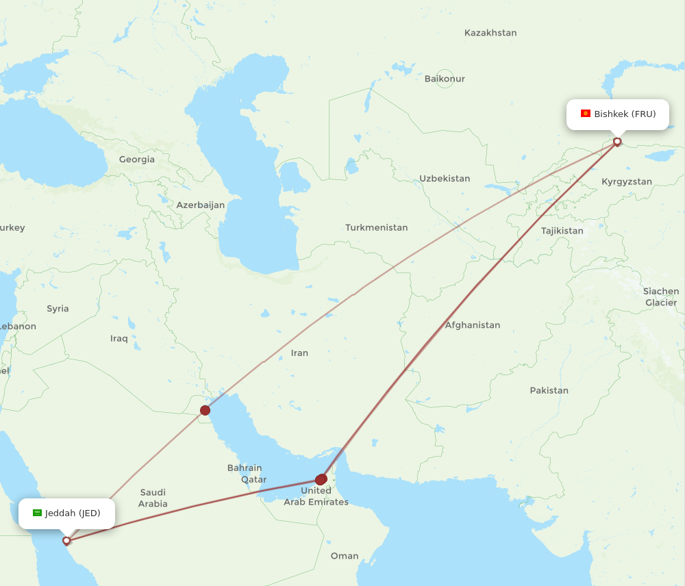 All Flight Routes From Bishkek To Jeddah FRU To JED Flight Routes