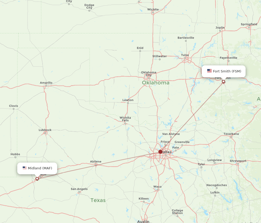 All Flight Routes From Fort Smith To Midland FSM To MAF Flight Routes