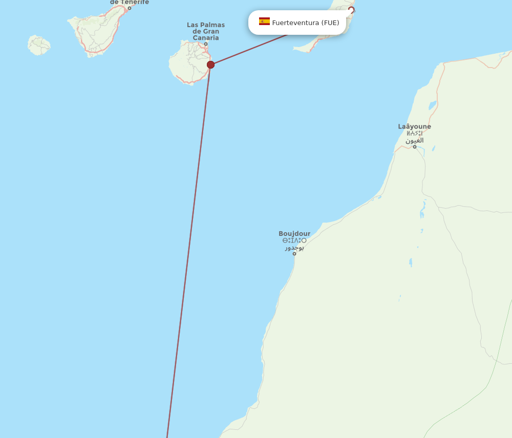 All Flight Routes From Puerto Del Rosario To Dakhla FUE To VIL