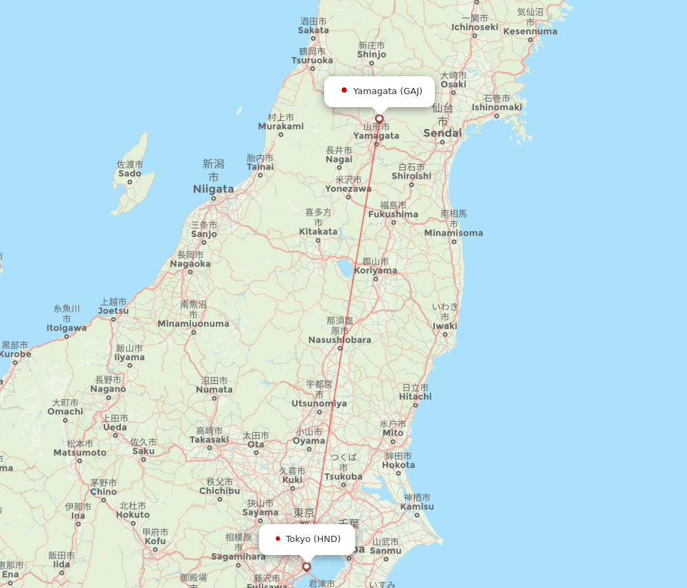 Flights From Tokyo To Yamagata Hnd To Gaj Flight Routes