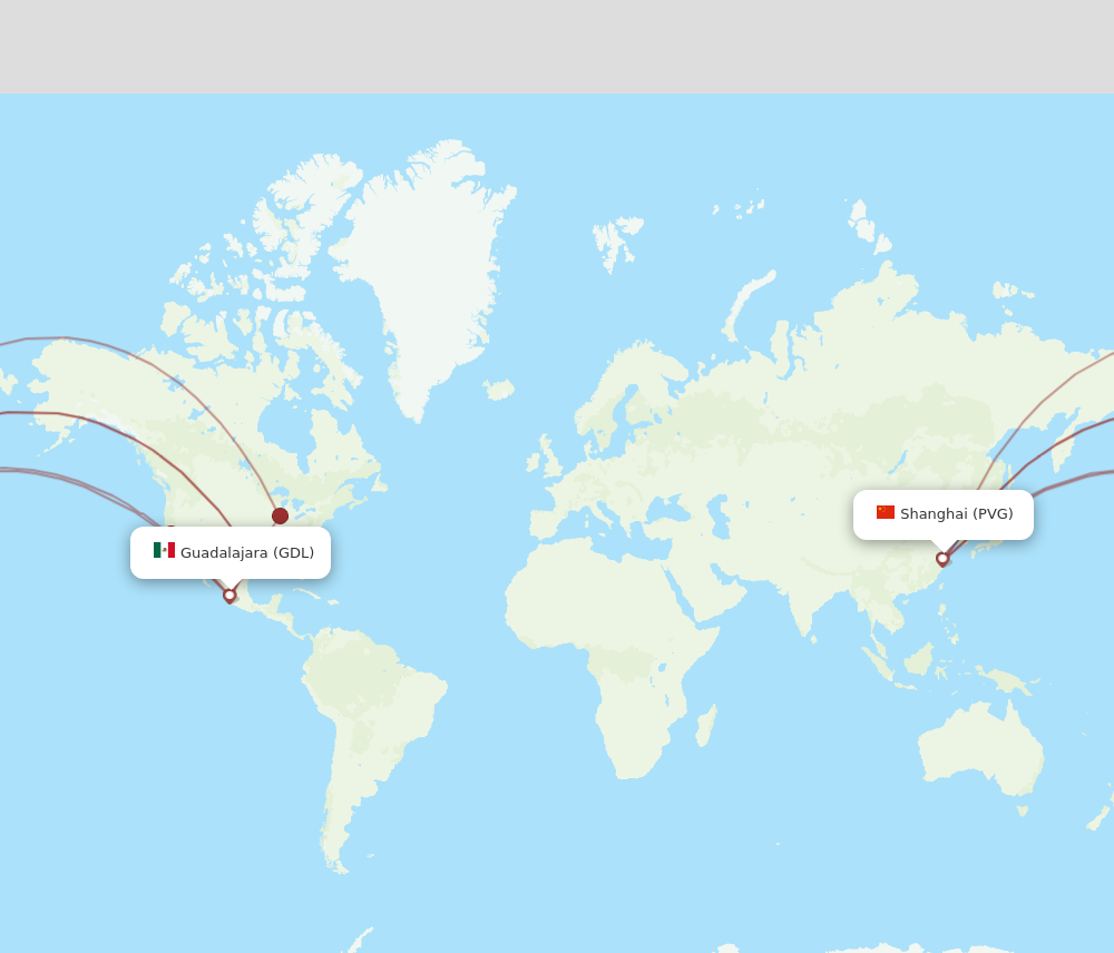 All Flight Routes From Guadalajara To Shanghai GDL To PVG Flight Routes