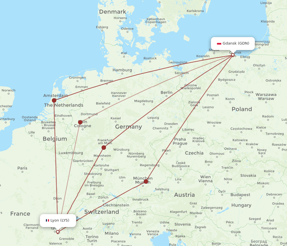 Flights From Gdansk To Lyon Gdn To Lys Flight Routes