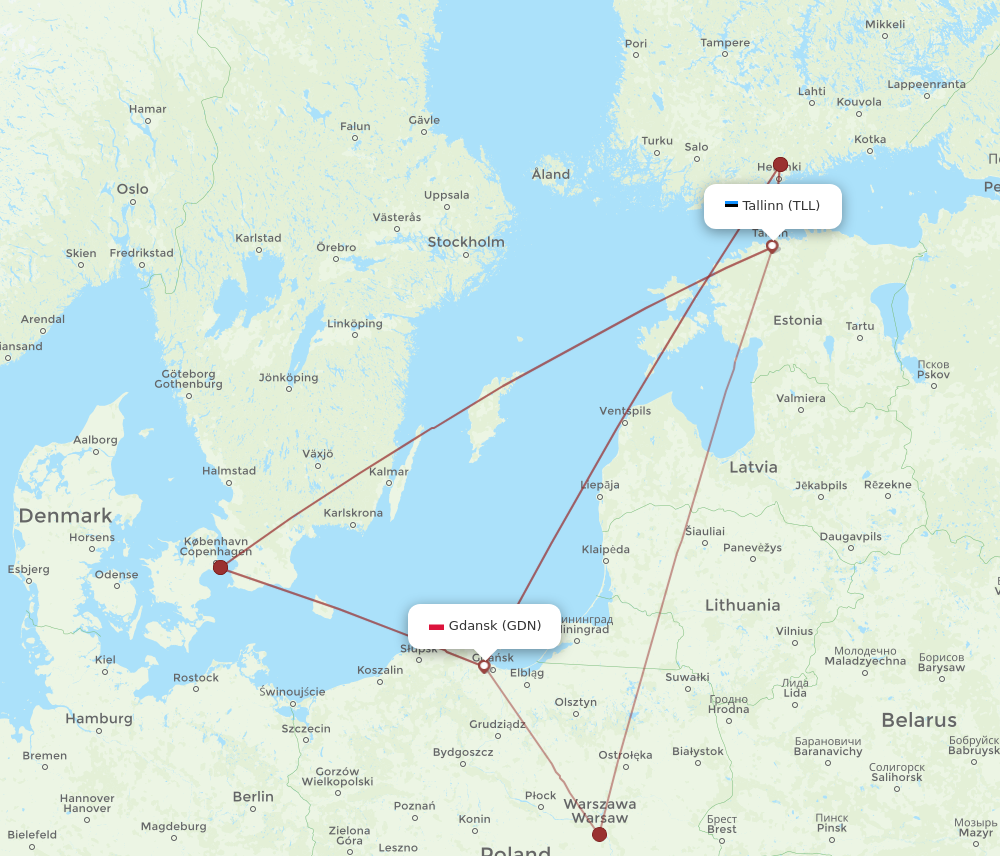 All Flight Routes From Gdansk To Tallinn Gdn To Tll Flight Routes