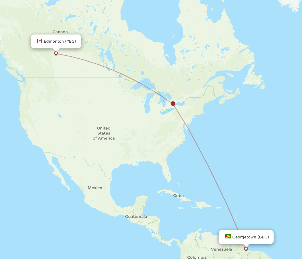 Flights From Edmonton To Georgetown Yeg To Geo Flight Routes