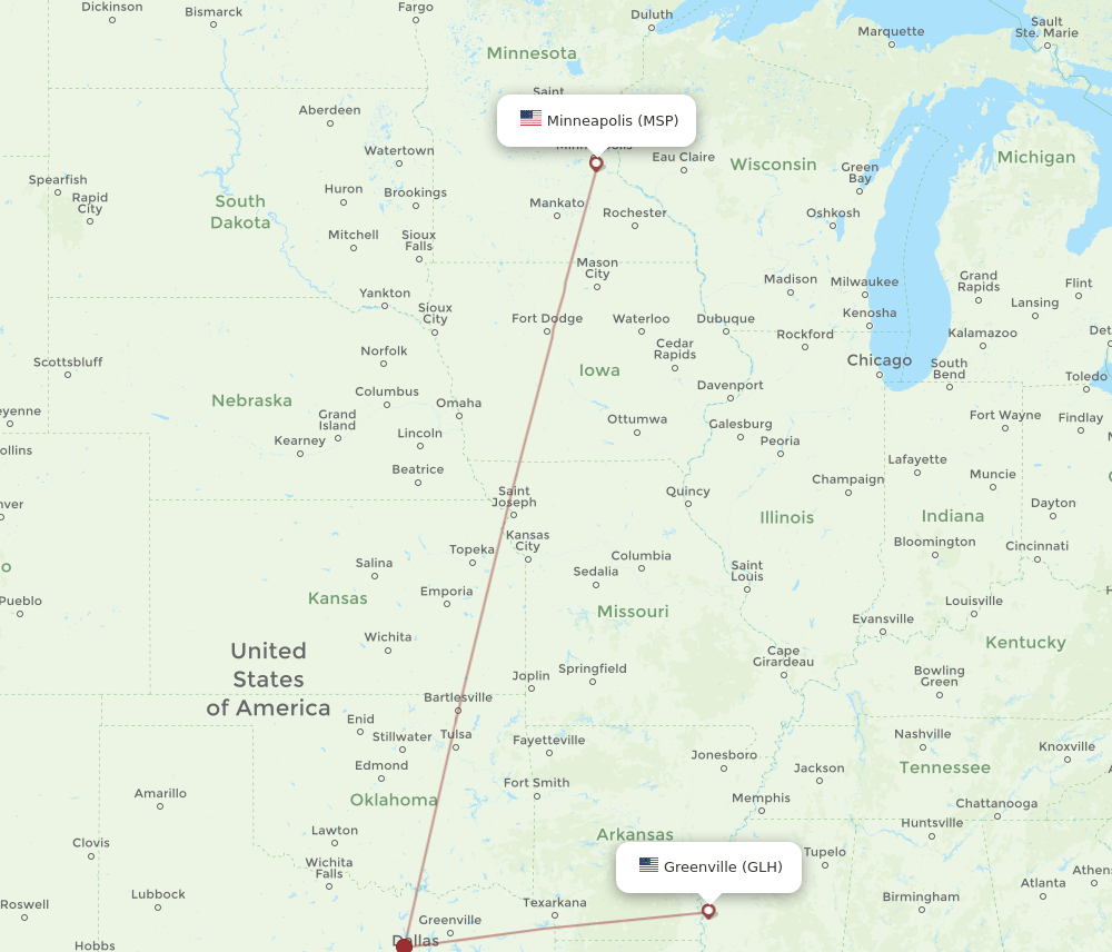 All Flight Routes From Greenville To Minneapolis Glh To Msp Flight