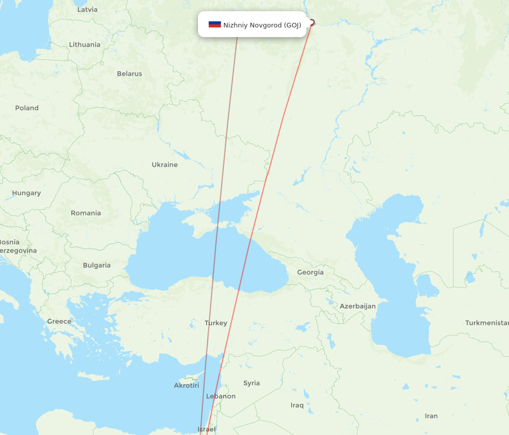 All Flight Routes From Nizhniy Novgorod To Hurghada GOJ To HRG