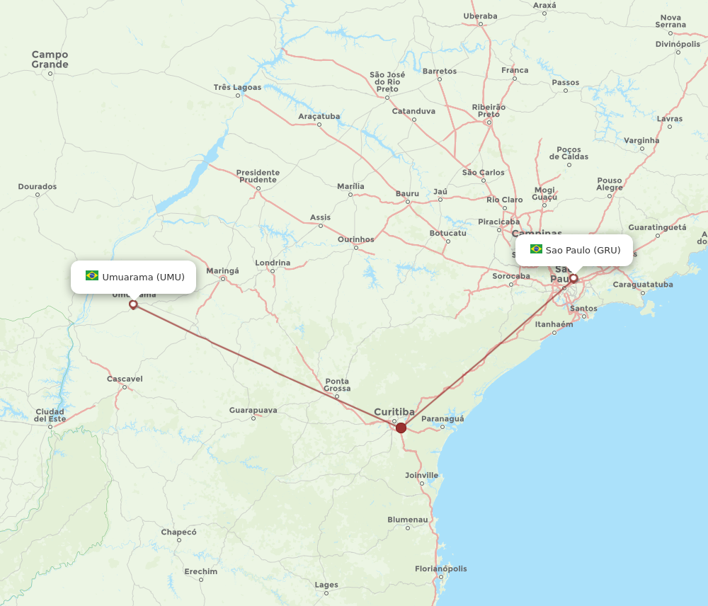 Flights From Umuarama To Sao Paulo UMU To GRU Flight Routes