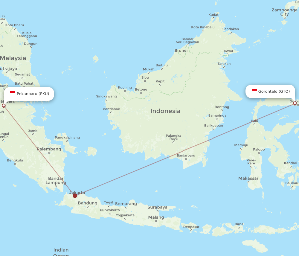 Flights From Pekanbaru To Gorontalo Pku To Gto Flight Routes