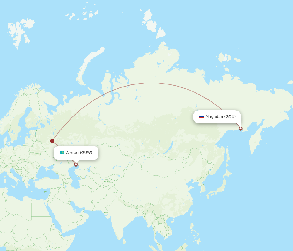 Flights From Magadan To Atyrau GDX To GUW Flight Routes