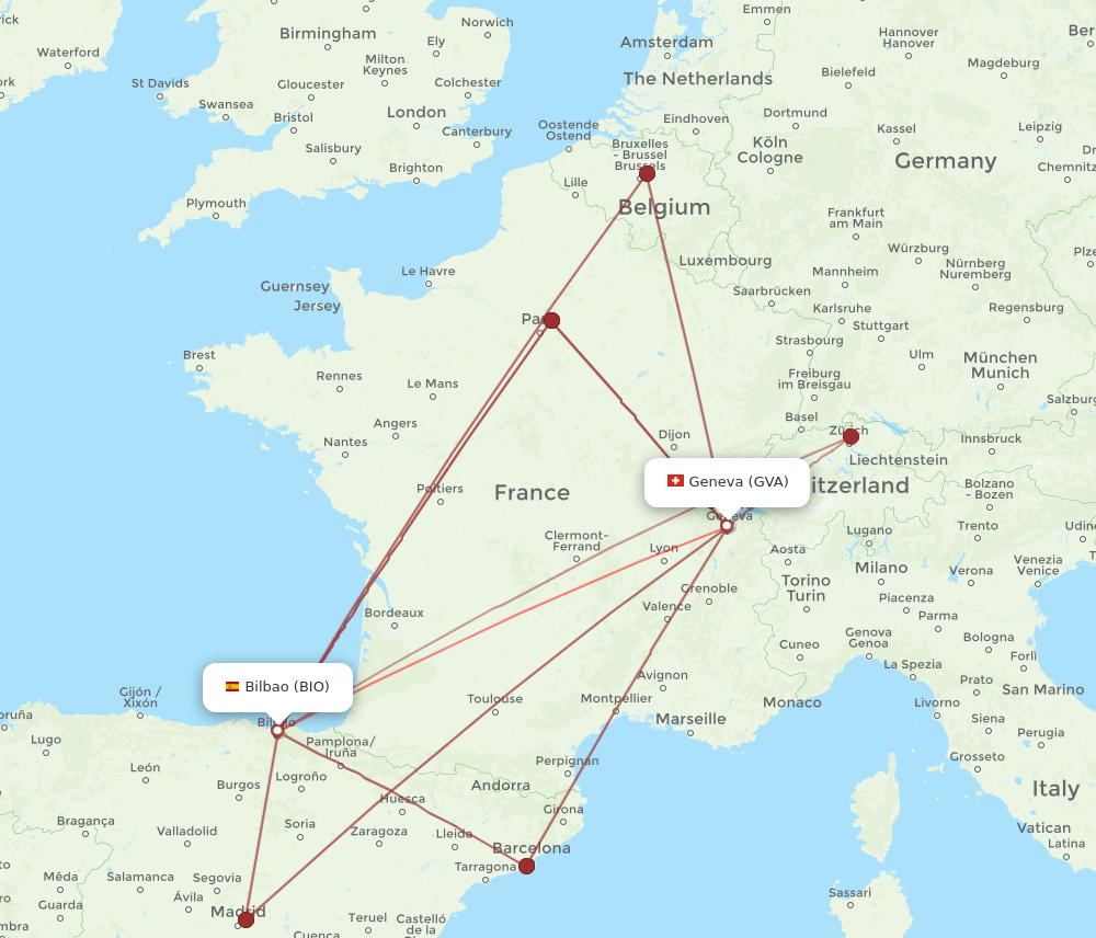 Flights From Geneva To Bilbao Gva To Bio Flight Routes