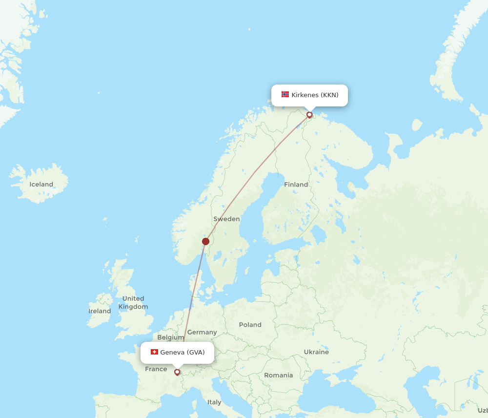 Flights From Kirkenes To Geneva KKN To GVA Flight Routes