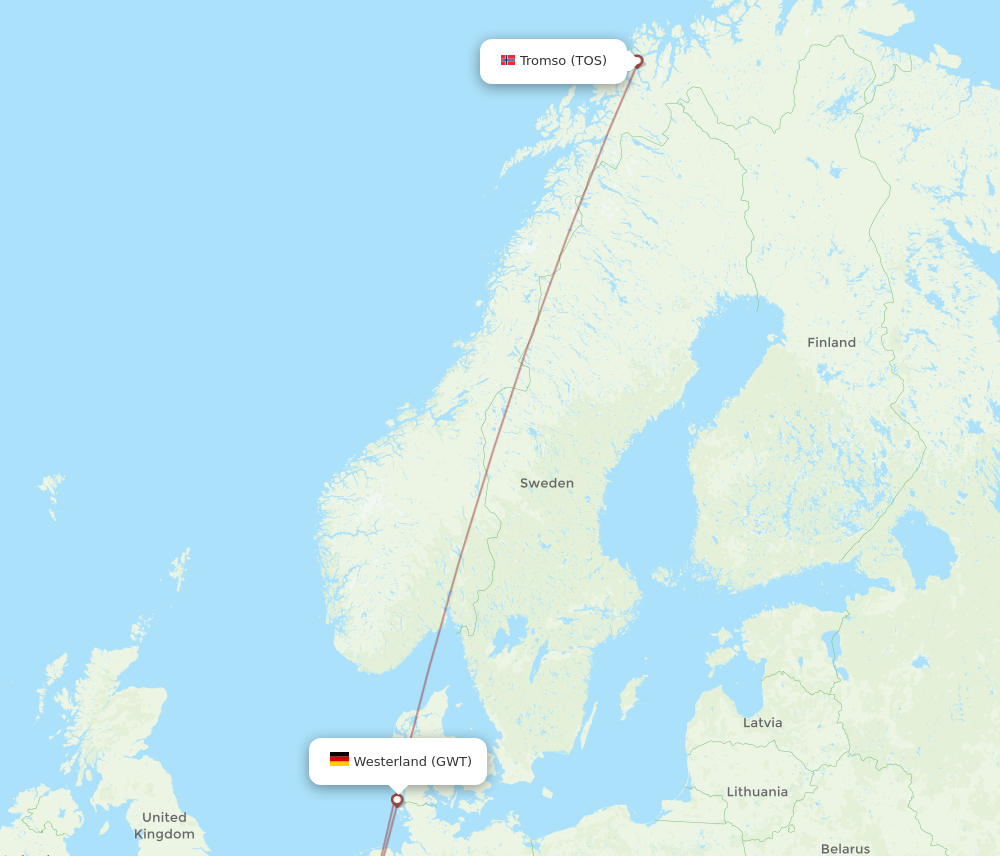 All Flight Routes From Westerland To Tromso Gwt To Tos Flight Routes