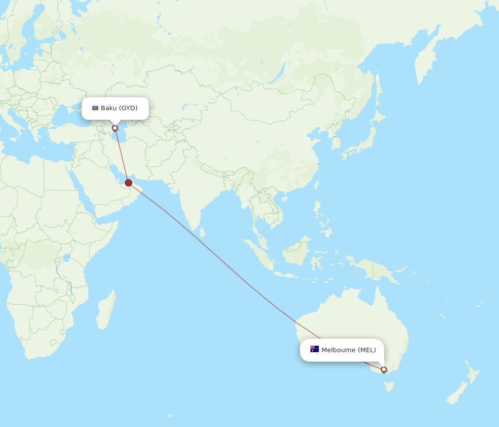 All Flight Routes From Baku To Melbourne Gyd To Mel Flight Routes