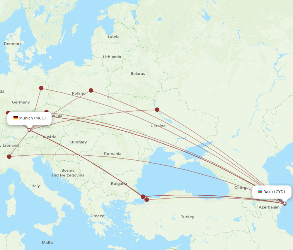 Flights From Baku To Munich GYD To MUC Flight Routes