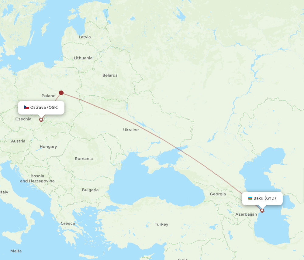 Flights From Baku To Ostrava Gyd To Osr Flight Routes