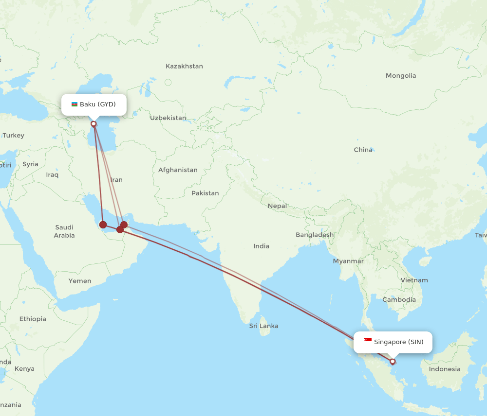 All Flight Routes From Baku To Singapore Gyd To Sin Flight Routes