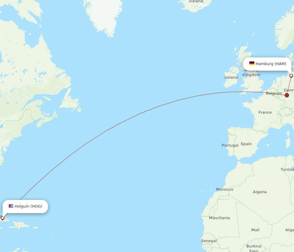 Flights From Hamburg To Holguin HAM To HOG Flight Routes