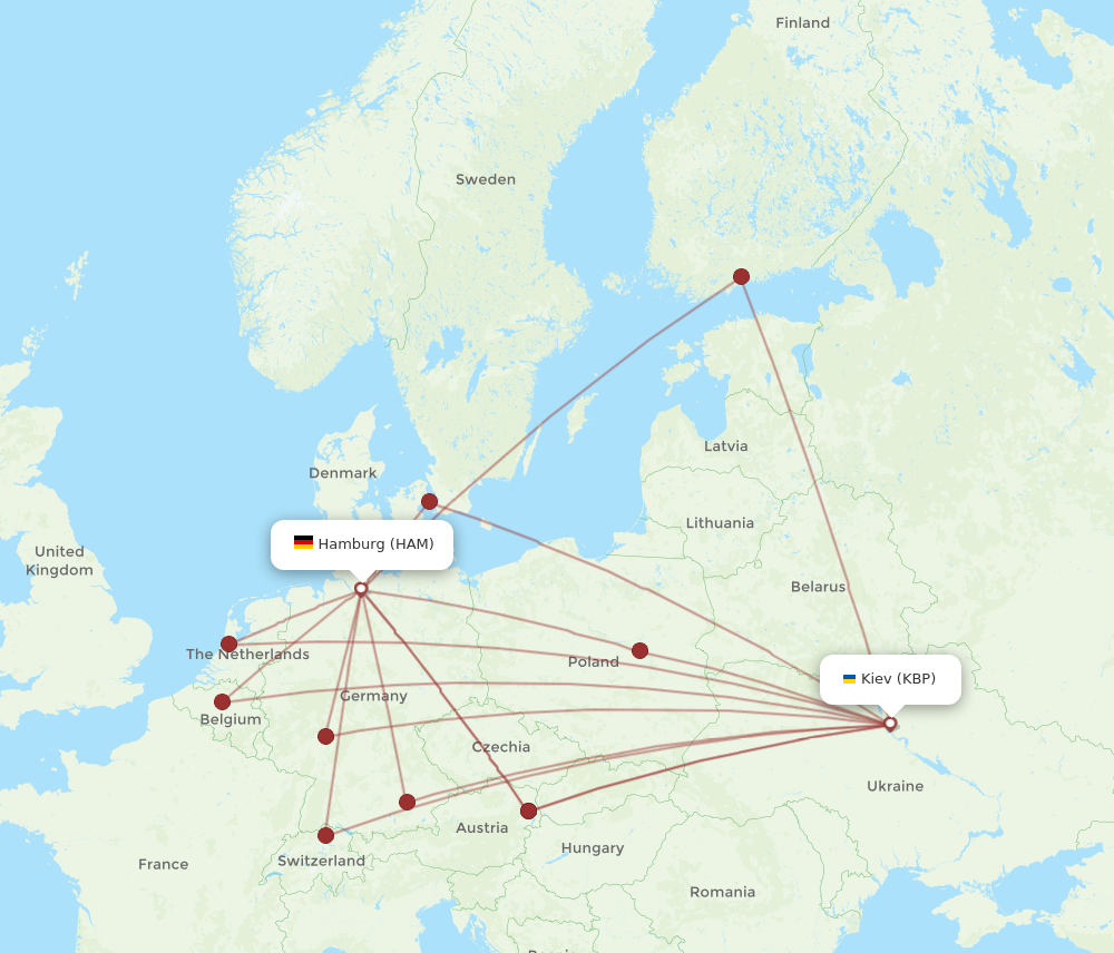 All Flight Routes From Hamburg To Kiev Kyiv HAM To KBP Flight Routes