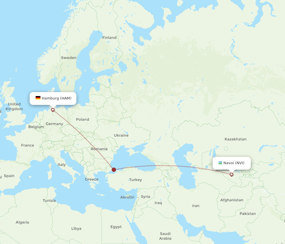 All Flight Routes From Hamburg To Navoi HAM To NVI Flight Routes