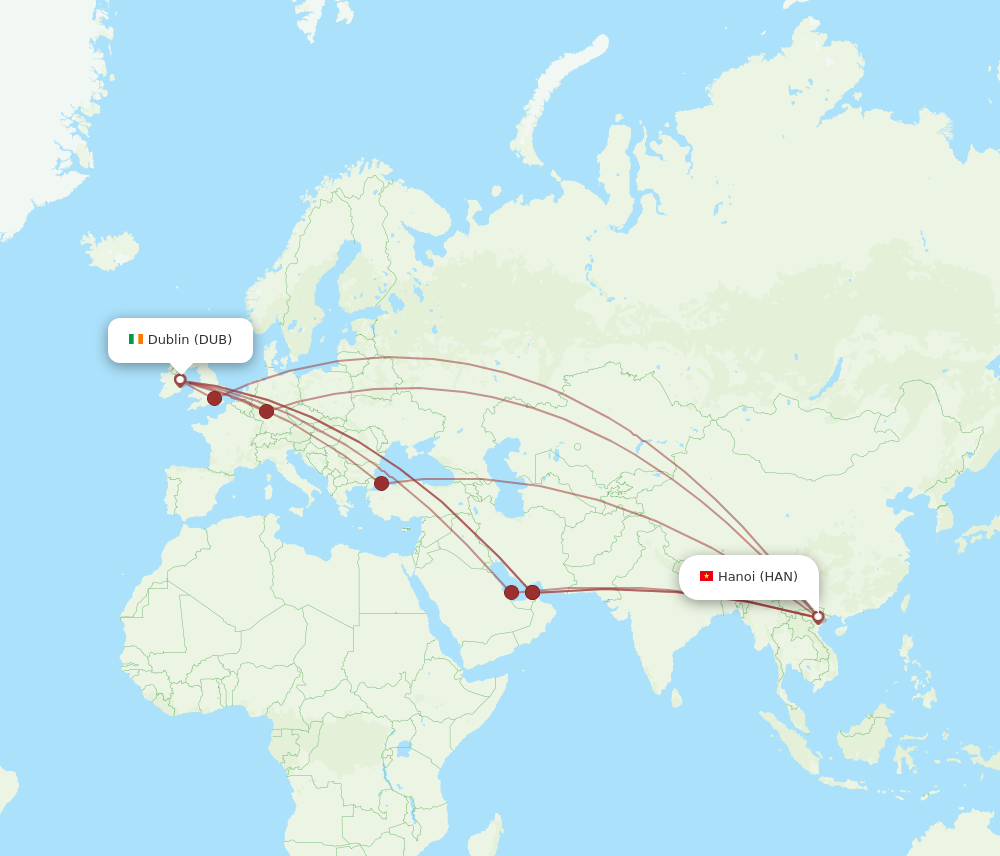 Flights From Hanoi To Dublin Han To Dub Flight Routes