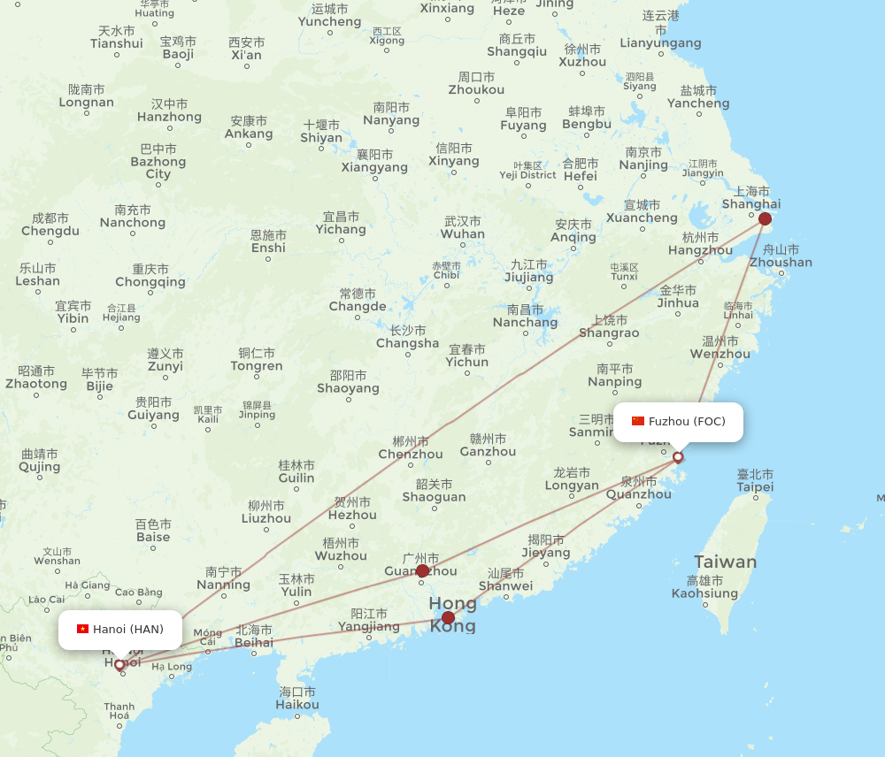 Flights From Hanoi To Fuzhou HAN To FOC Flight Routes