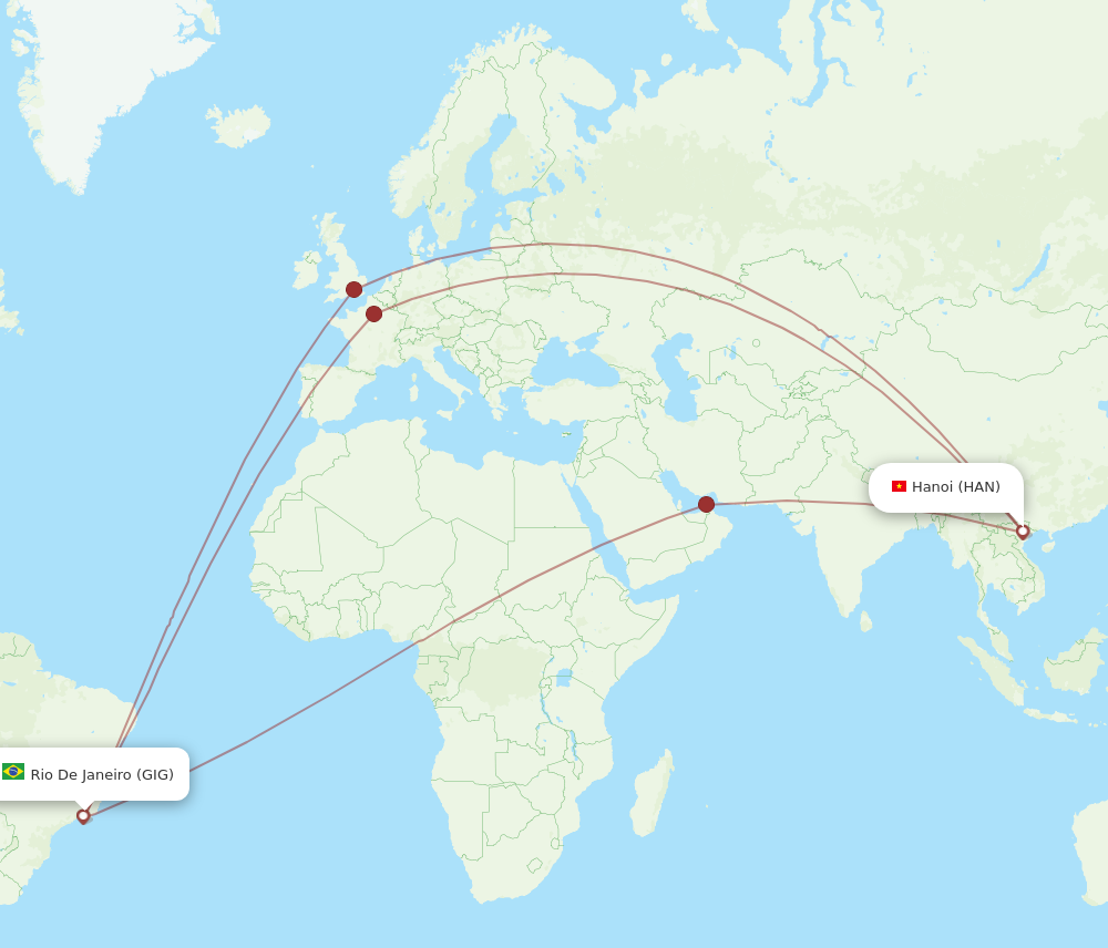 Flights From Hanoi To Rio De Janeiro Han To Gig Flight Routes