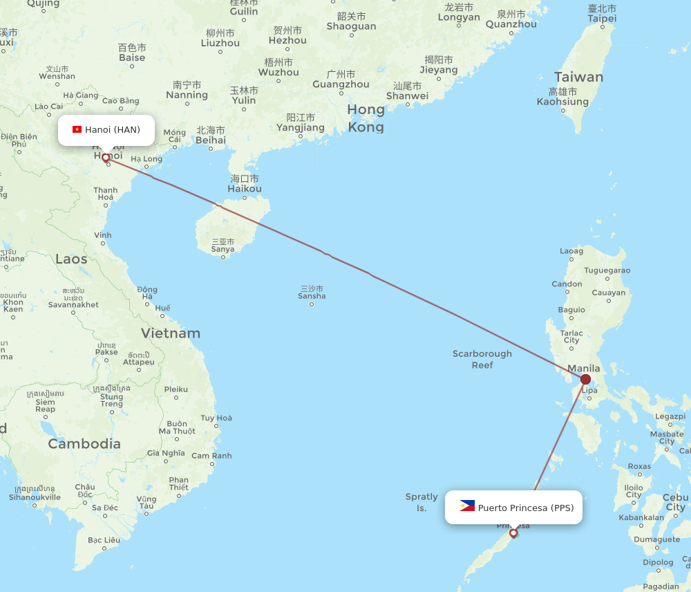 Flights From Hanoi To Puerto Princesa Han To Pps Flight Routes