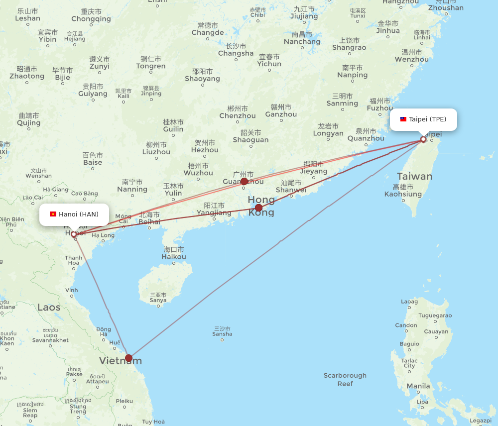 Flights From Hanoi To Taipei Han To Tpe Flight Routes