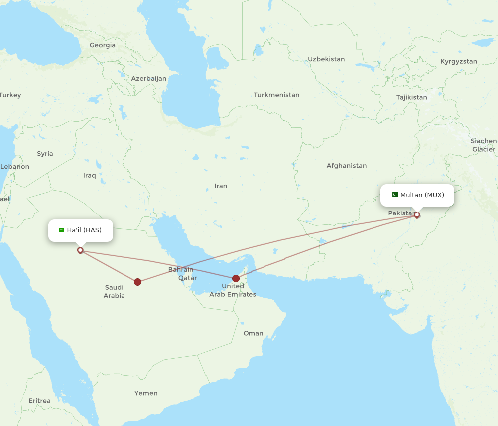 All Flight Routes From Hail To Multan Has To Mux Flight Routes