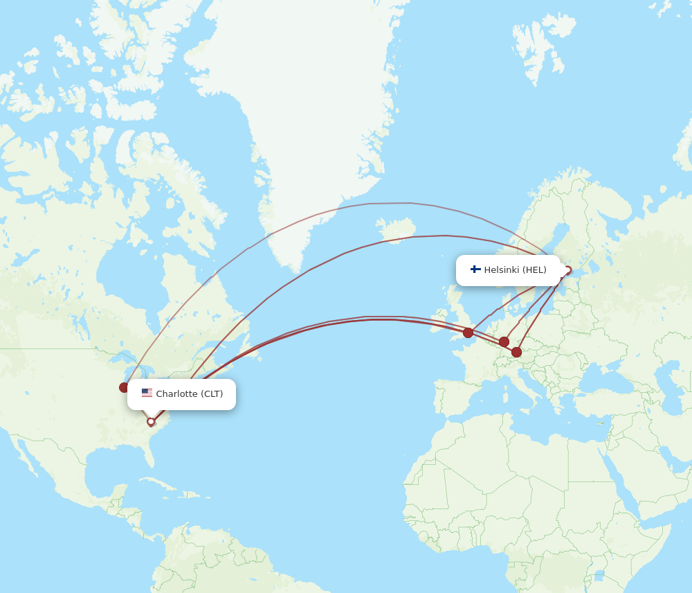 Flights From Helsinki To Charlotte Hel To Clt Flight Routes