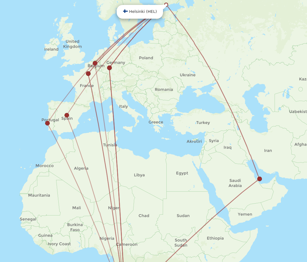 Flights From Helsinki To Luanda HEL To LAD Flight Routes