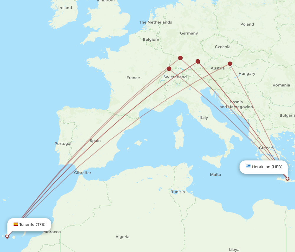 Flights From Heraklion To Tenerife HER To TFS Flight Routes