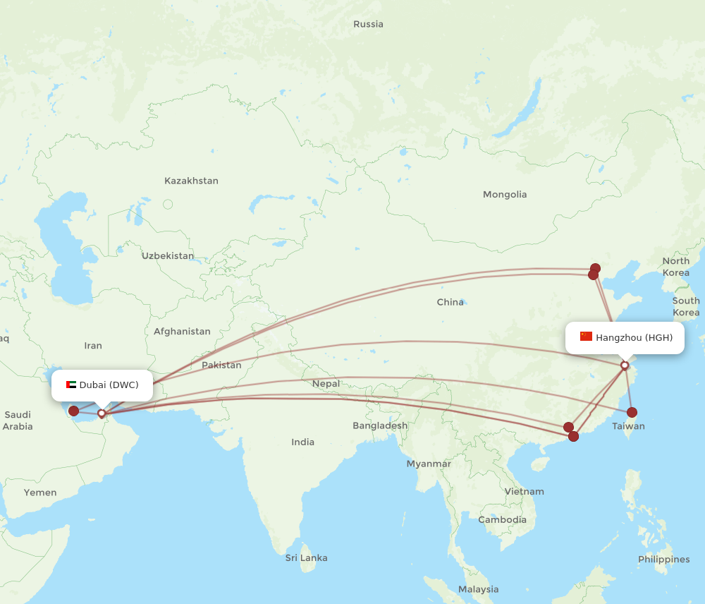 All Flight Routes From Hangzhou To Dubai Hgh To Dwc Flight Routes