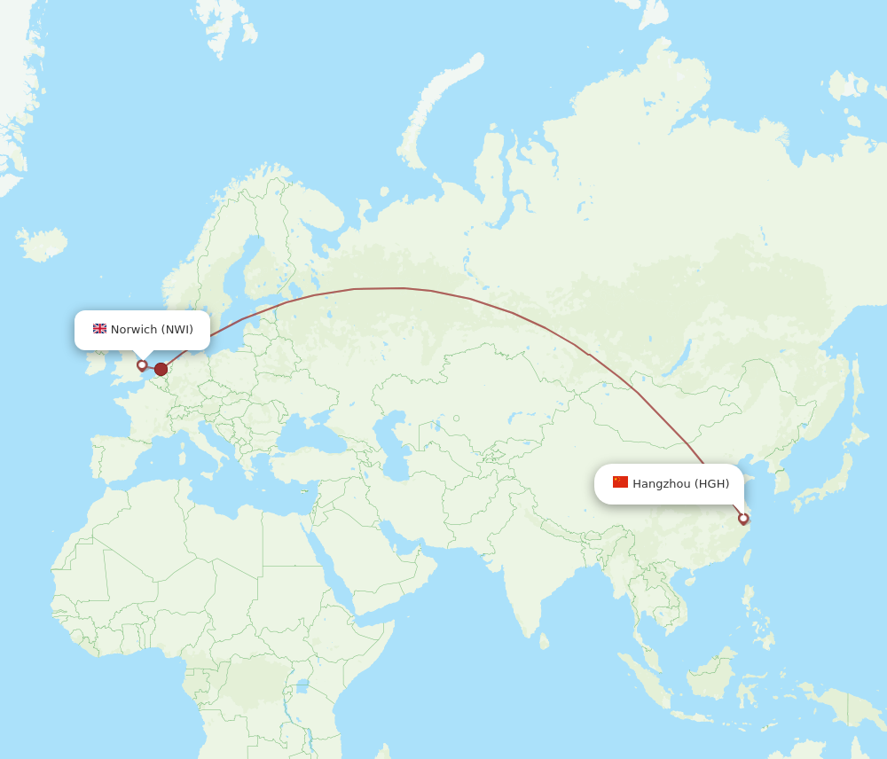 All Flight Routes From Hangzhou To Norwich Hgh To Nwi Flight Routes