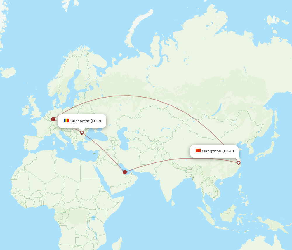 All Flight Routes From Hangzhou To Bucharest HGH To OTP Flight Routes