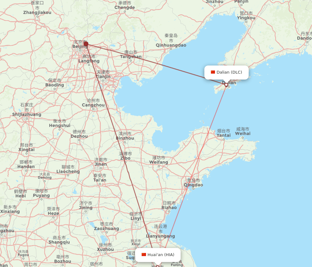 All Flight Routes From Dalian To Huai An Dlc To Hia Flight Routes