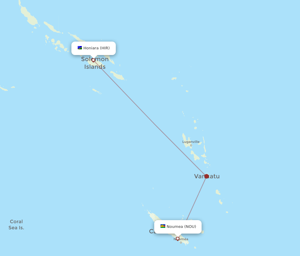 Flights From Noumea To Honiara NOU To HIR Flight Routes