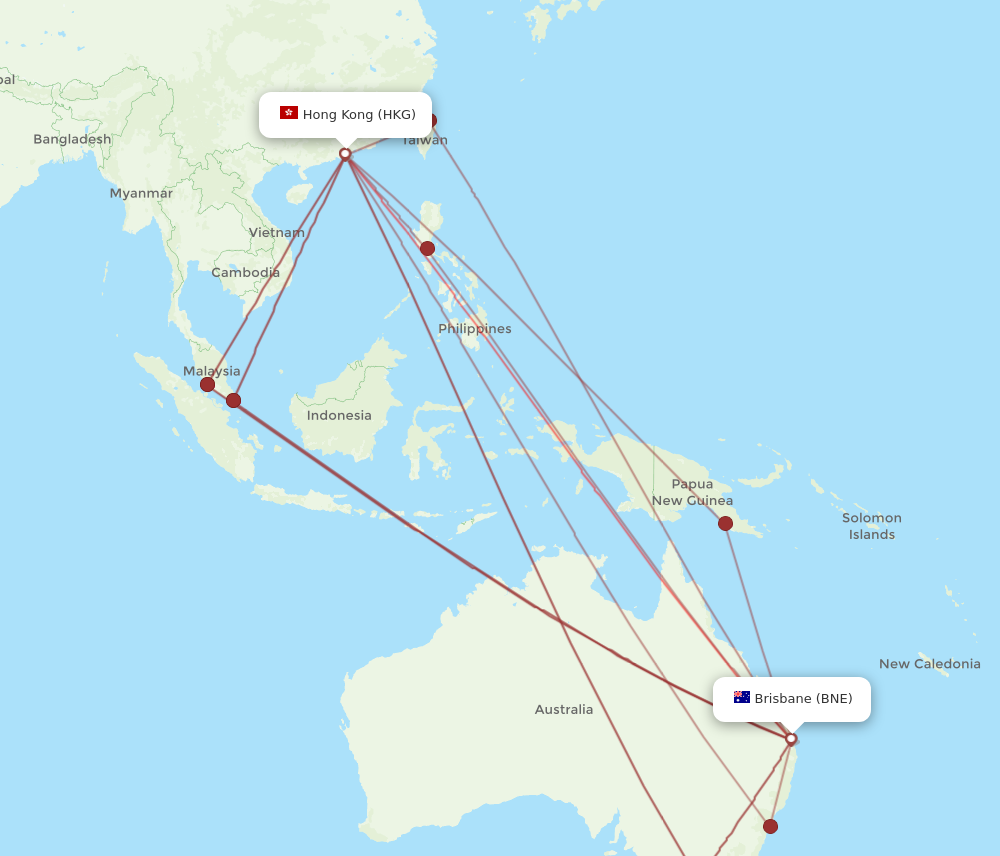 All Flight Routes From Hong Kong To Brisbane HKG To BNE Flight Routes