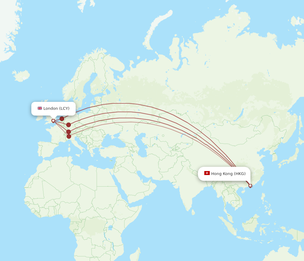 All Flight Routes From Hong Kong To London Hkg To Lcy Flight Routes