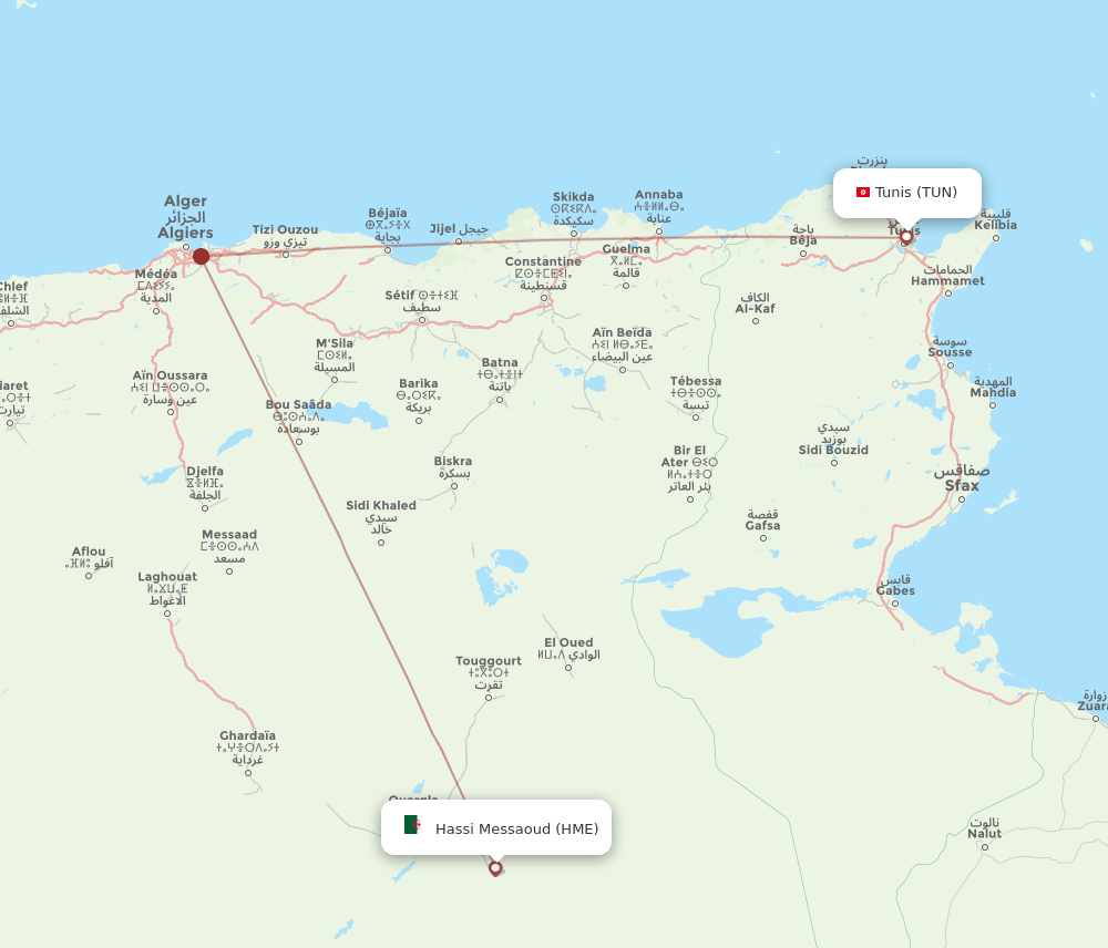 Flights From Hassi Messaoud To Tunis HME To TUN Flight Routes