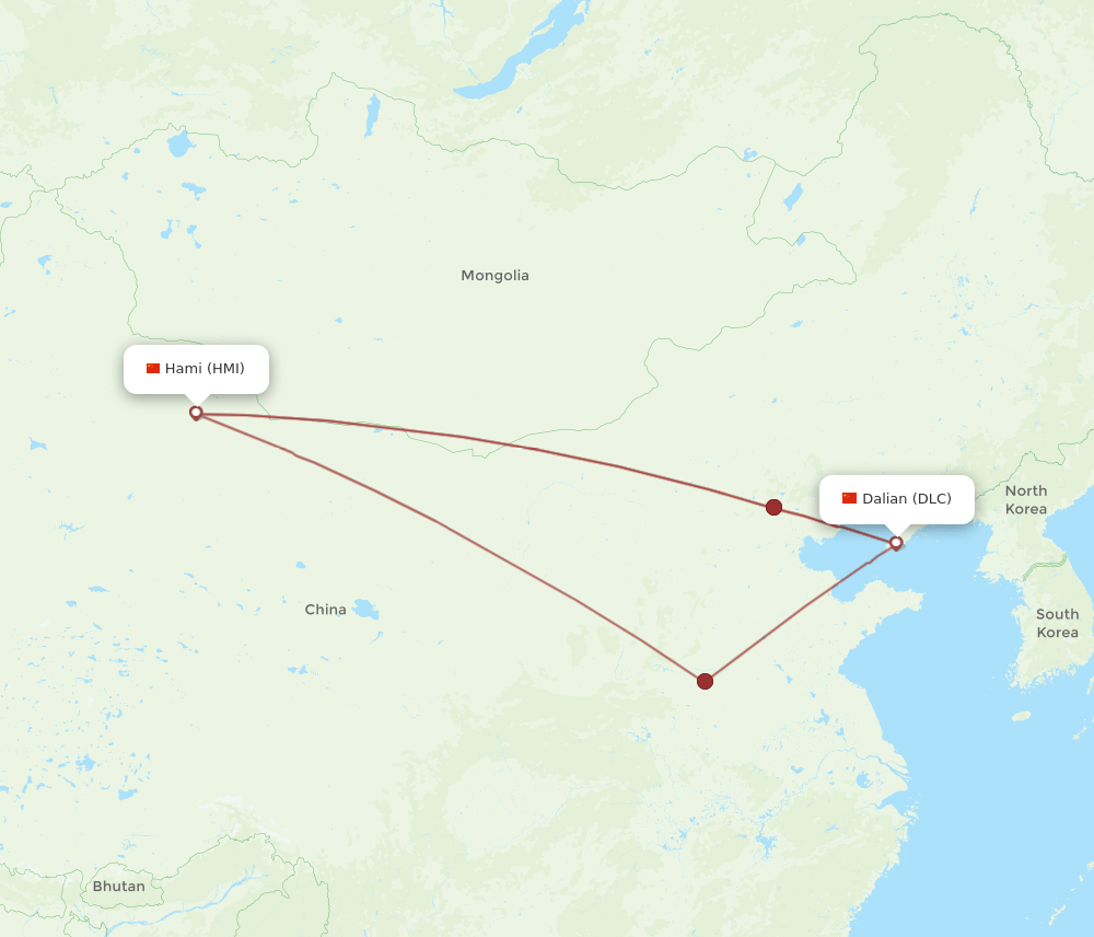 All Flight Routes From Hami To Dalian HMI To DLC Flight Routes