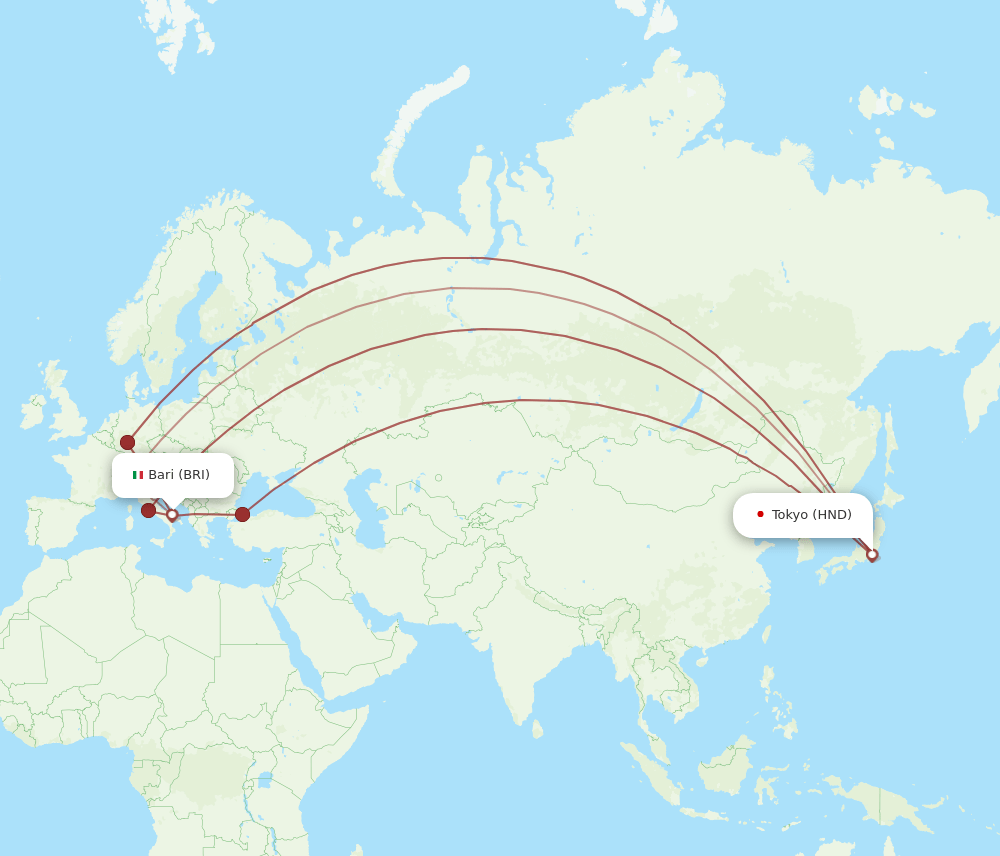 Flights From Tokyo To Bari HND To BRI Flight Routes