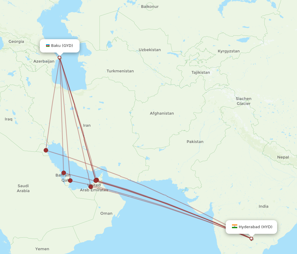 Flights From Hyderabad To Baku HYD To GYD Flight Routes