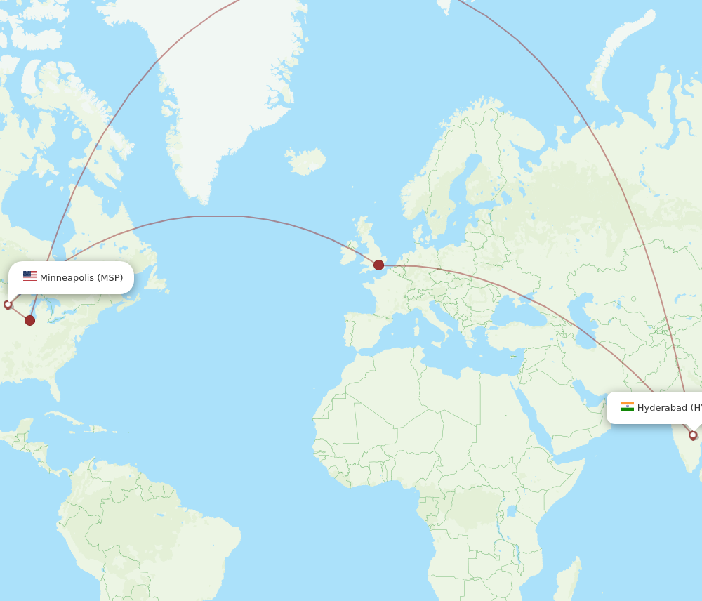 All Flight Routes From Hyderabad To Minneapolis HYD To MSP Flight Routes