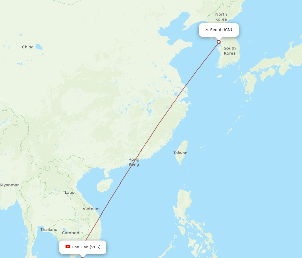 All Flight Routes From Seoul To Con Dao Icn To Vcs Flight Routes