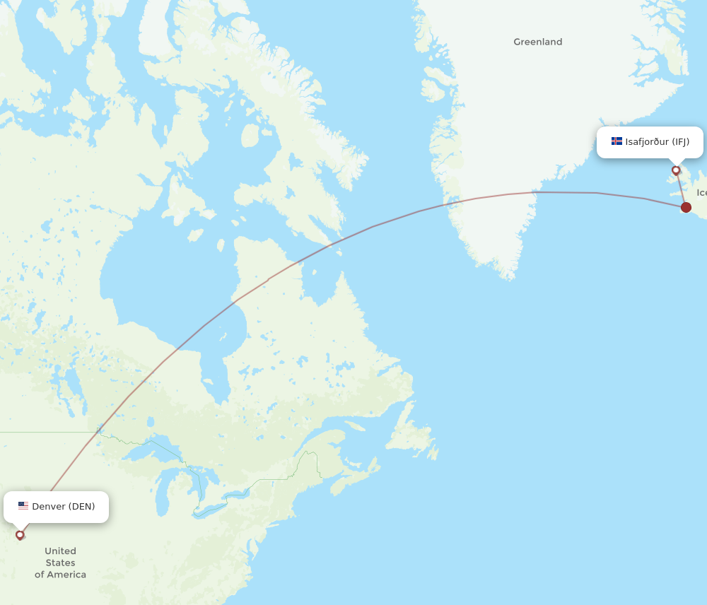 All Flight Routes From Isafjordur To Denver Ifj To Den Flight Routes