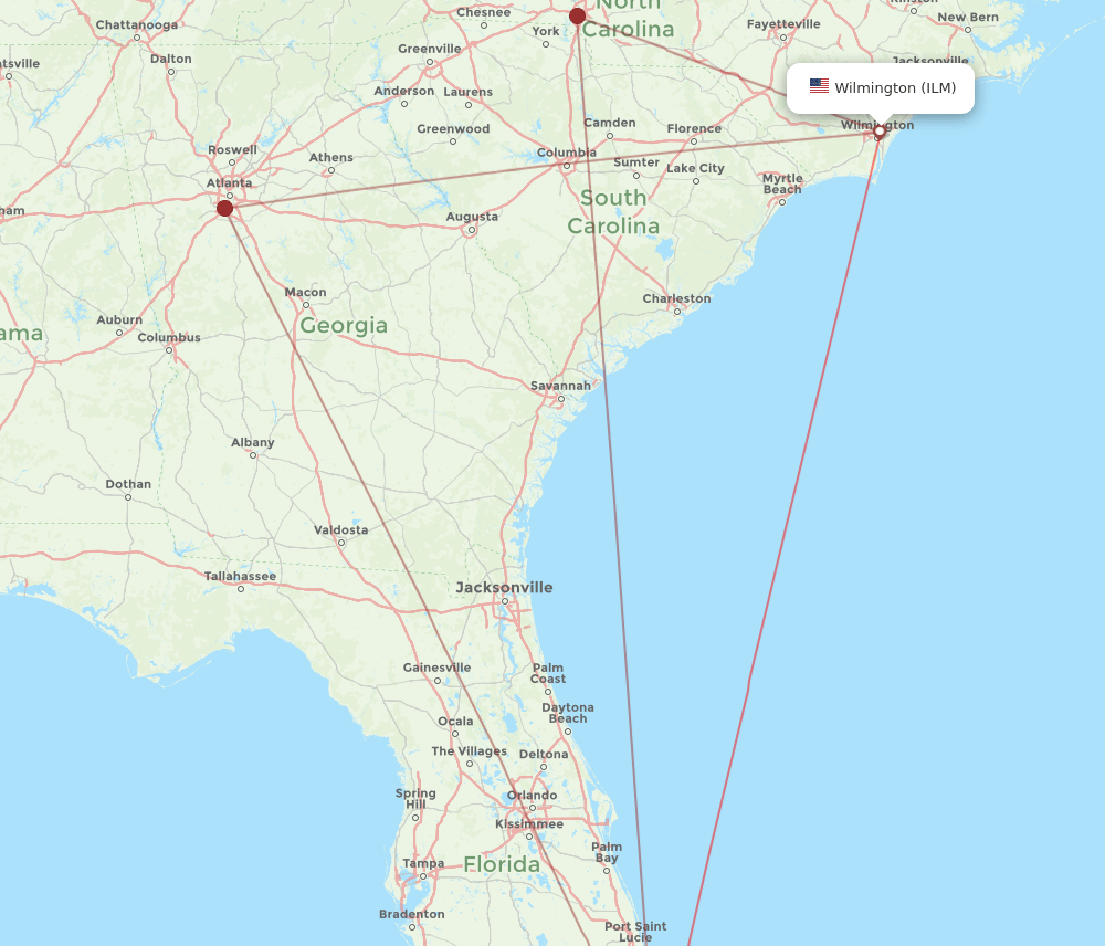 All Flight Routes From Wilmington To Fort Lauderdale Ilm To Fll