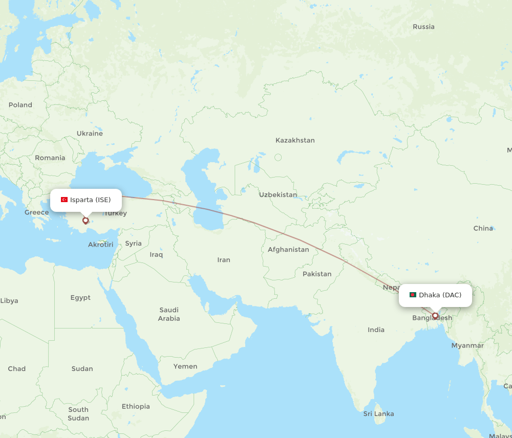 Flights From Isparta To Dhaka ISE To DAC Flight Routes