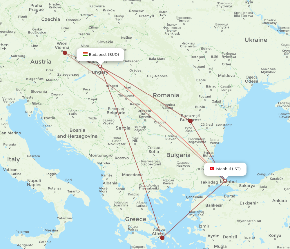 All Flight Routes From Istanbul To Budapest IST To BUD Flight Routes